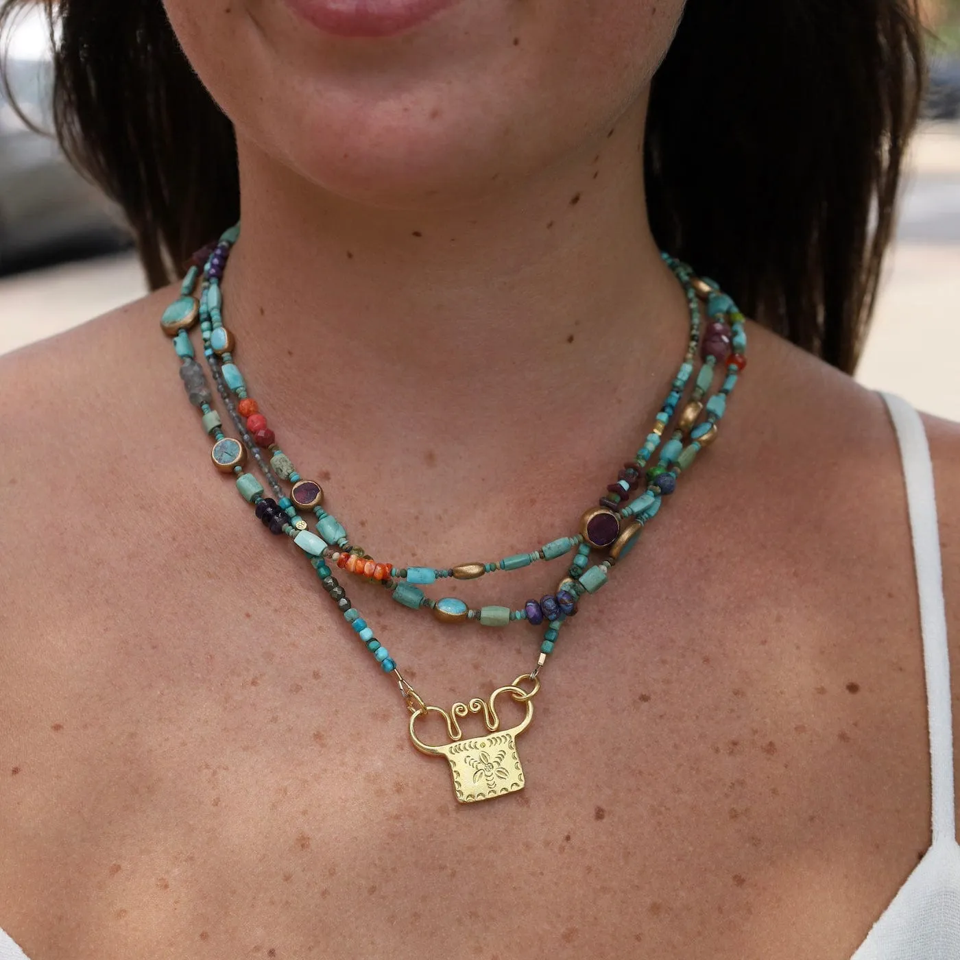 Trilogy Turquoise with Spirit Lock Necklace