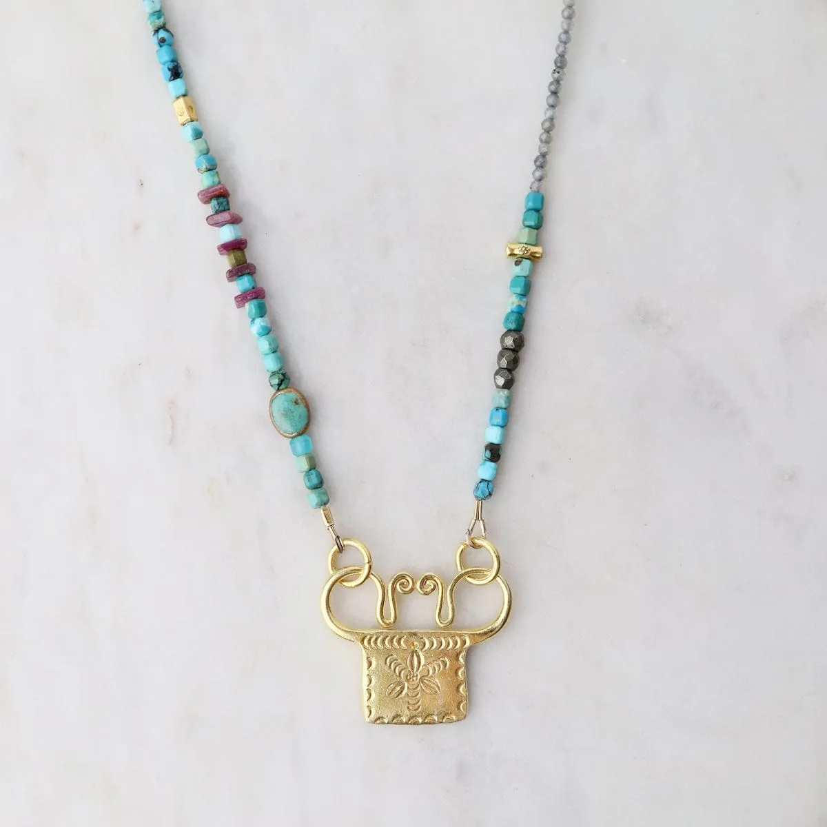 Trilogy Turquoise with Spirit Lock Necklace