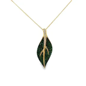 Tsavorite and Diamond Leaf Pendant Necklace