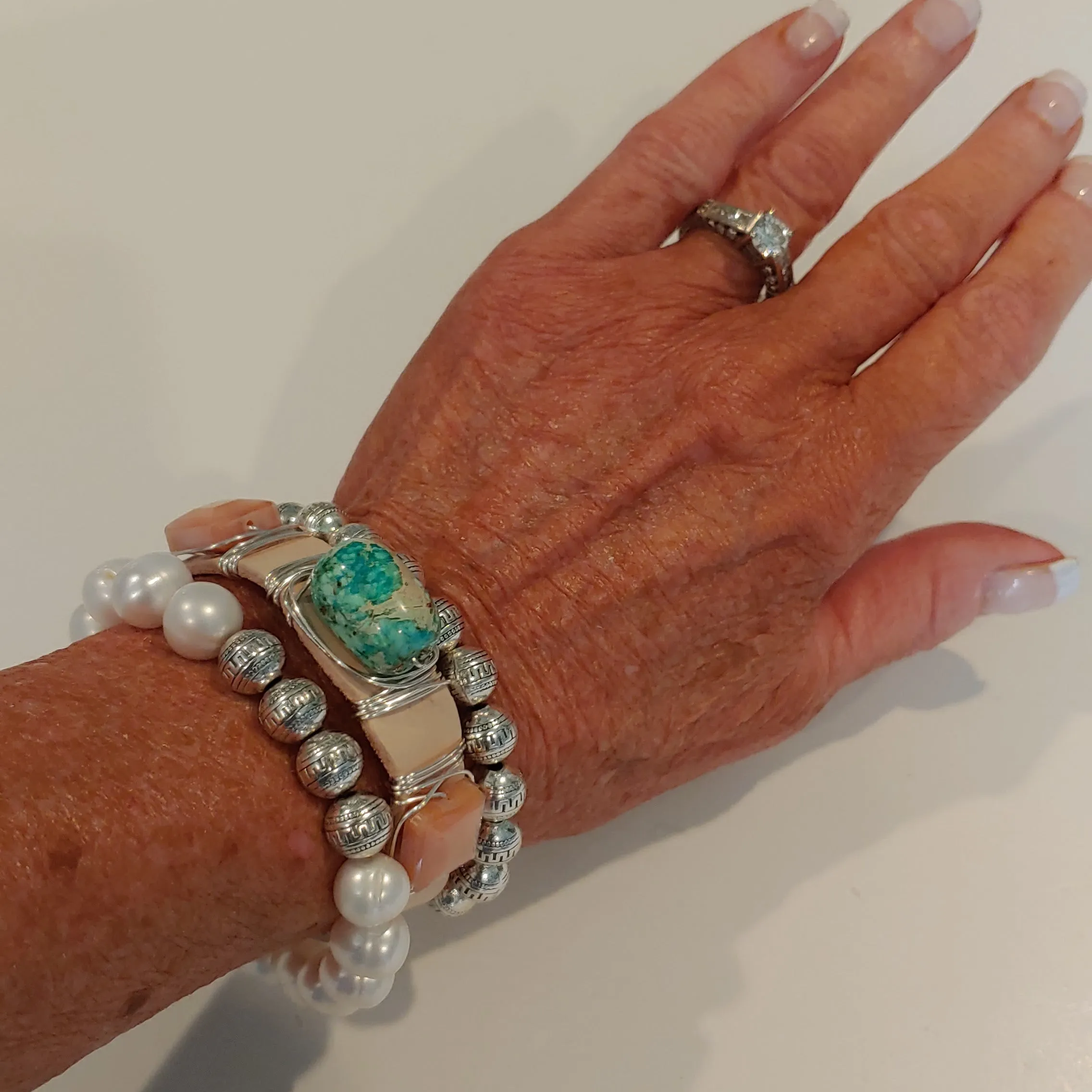 Turquoise & Blush Bracelet Stack Set