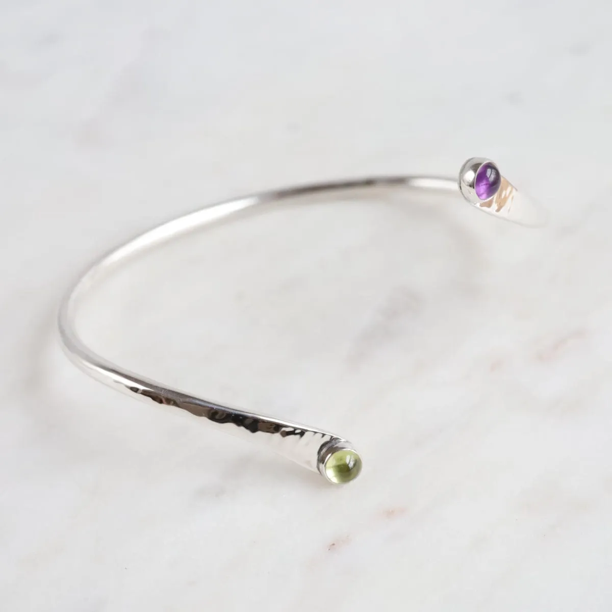 Twist Bangle With Peridot & Amethyst Bracelet