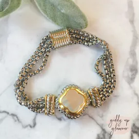 Two Toned Clover Magnetic Bracelet in Mother of Pearl