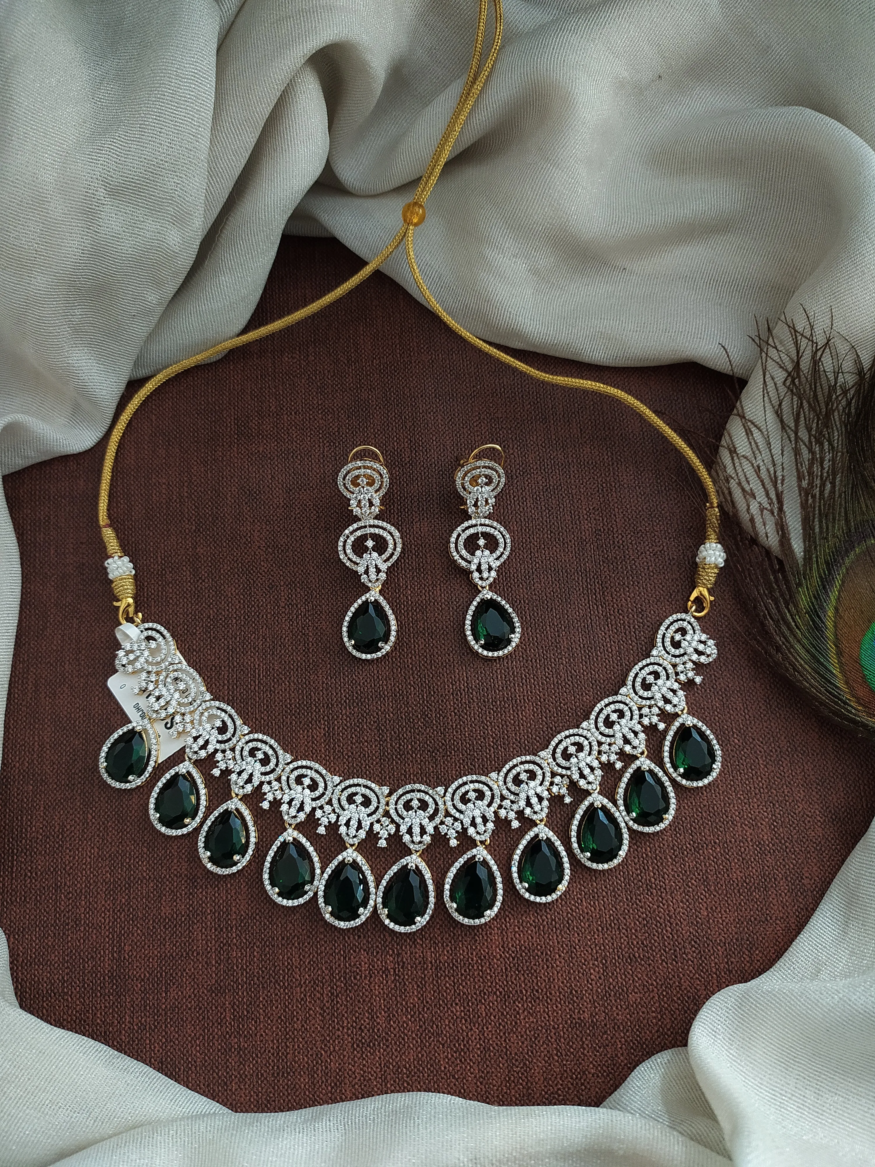 Two-Toned Treasure: Gold & Silver Plated Pear-Shaped Zircon Necklace Set