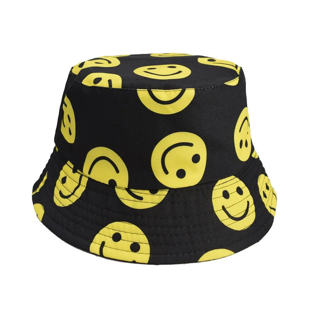 Unisex Reservible Face Print Boonie Bucket Hat Cap Brim Outdoor Sun Safari Camping Fishing