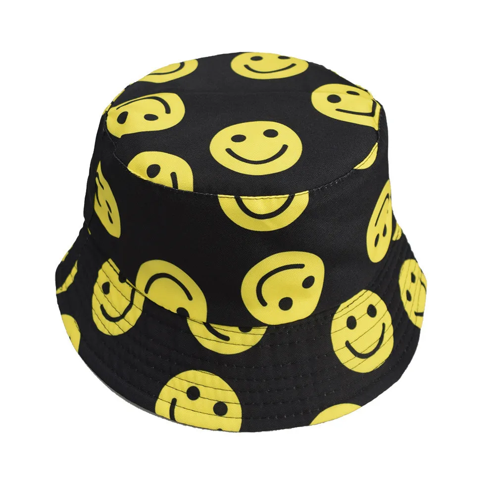 Unisex Reservible Face Print Boonie Bucket Hat Cap Brim Outdoor Sun Safari Camping Fishing