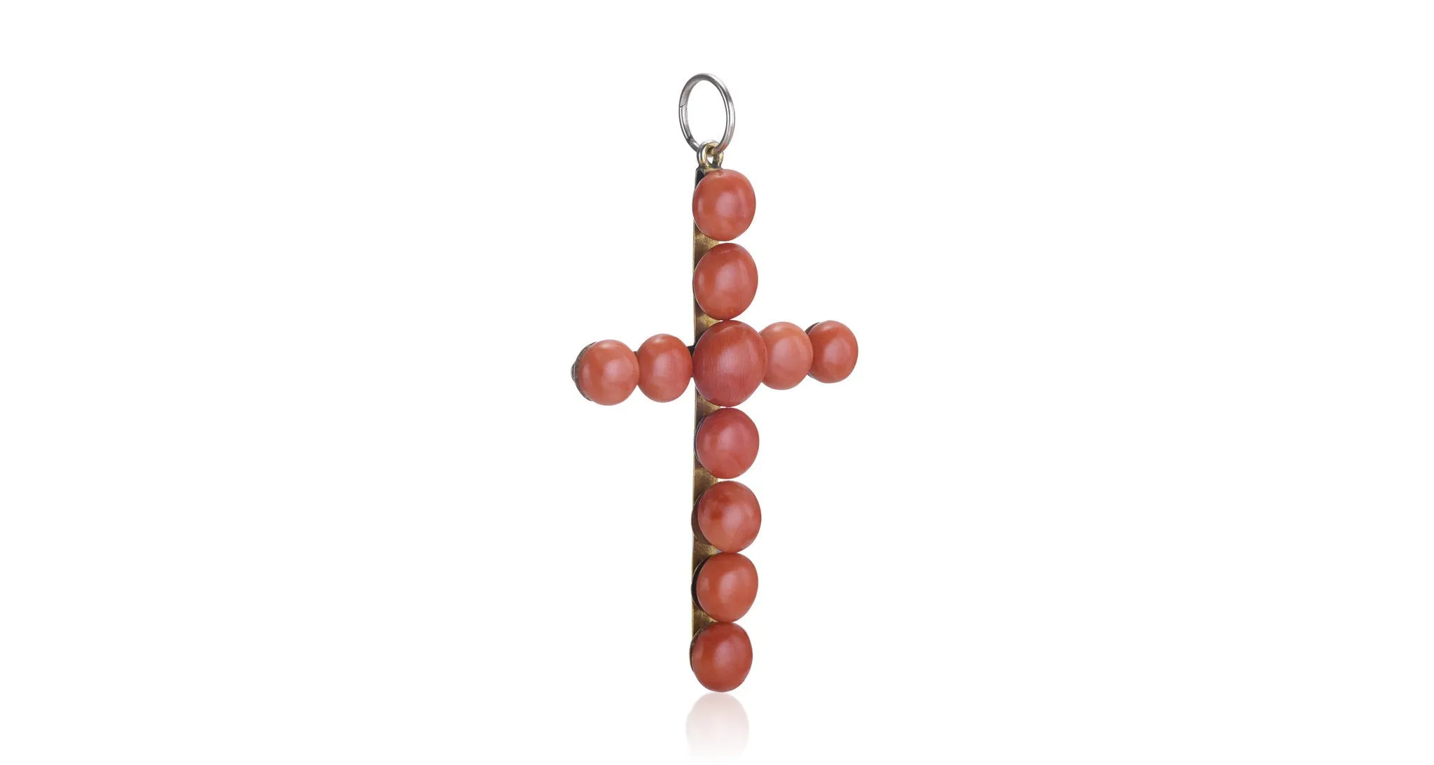 Victorian Coral Cross Pendant