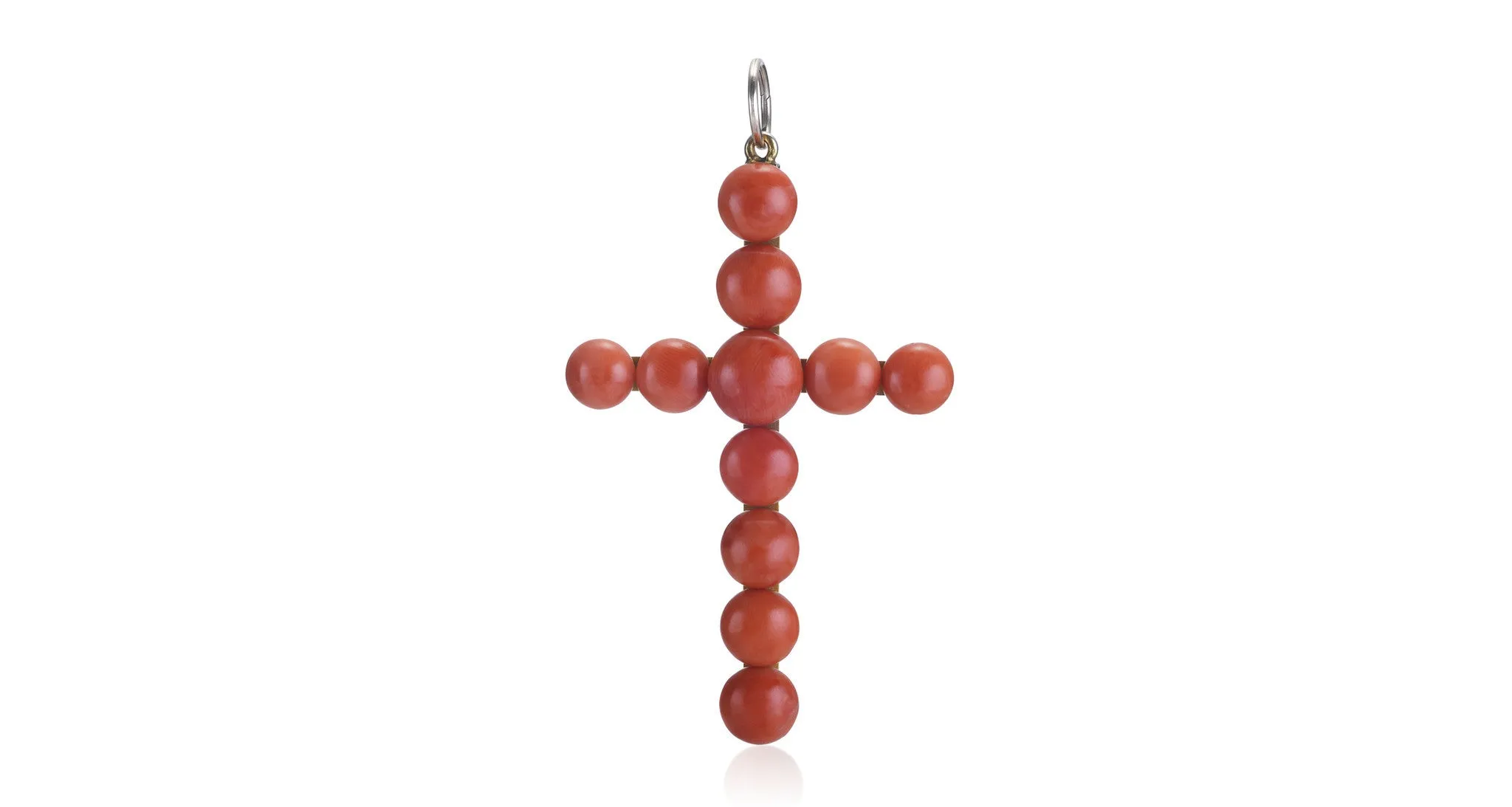 Victorian Coral Cross Pendant