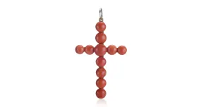 Victorian Coral Cross Pendant