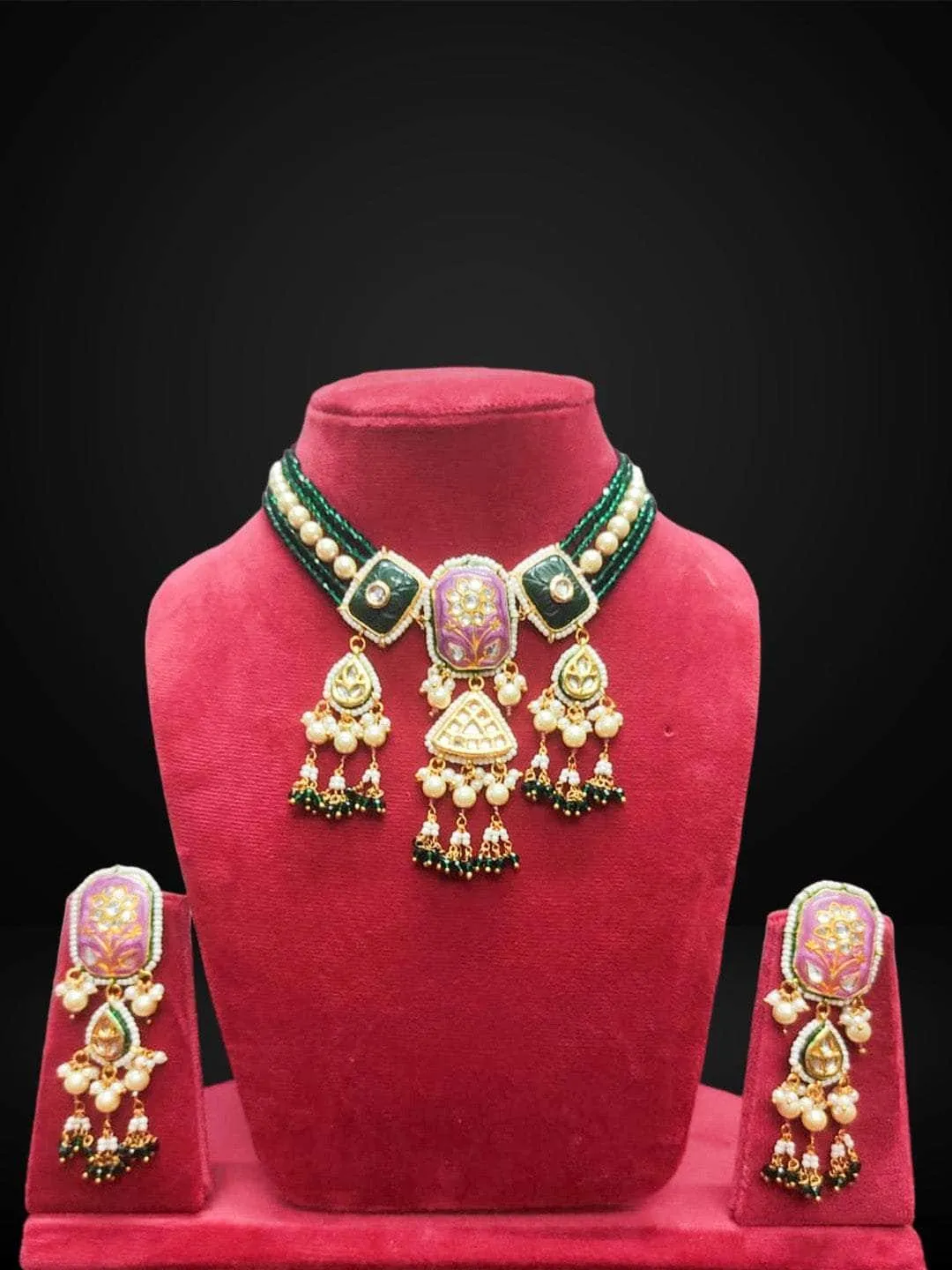 Victorian Kundan Beaded Choker Set