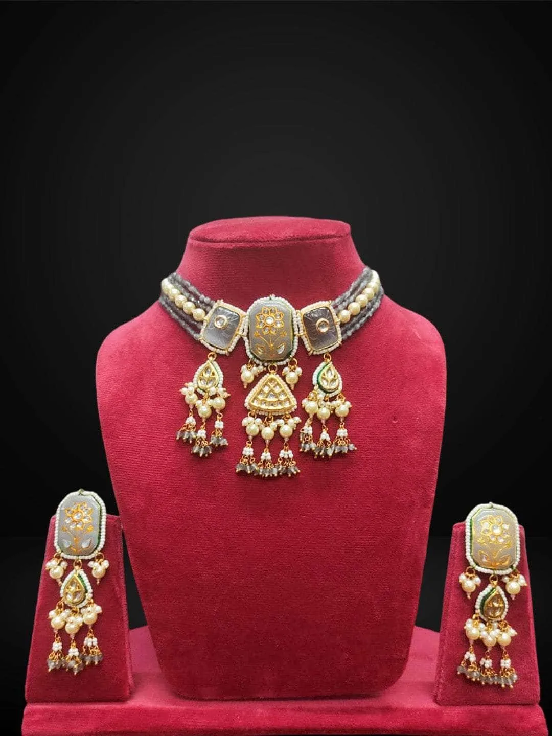 Victorian Kundan Beaded Choker Set