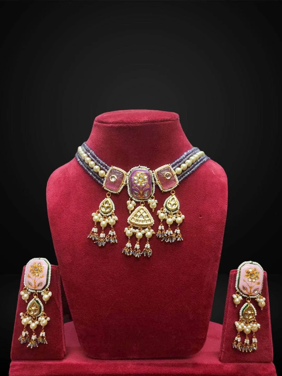 Victorian Kundan Beaded Choker Set