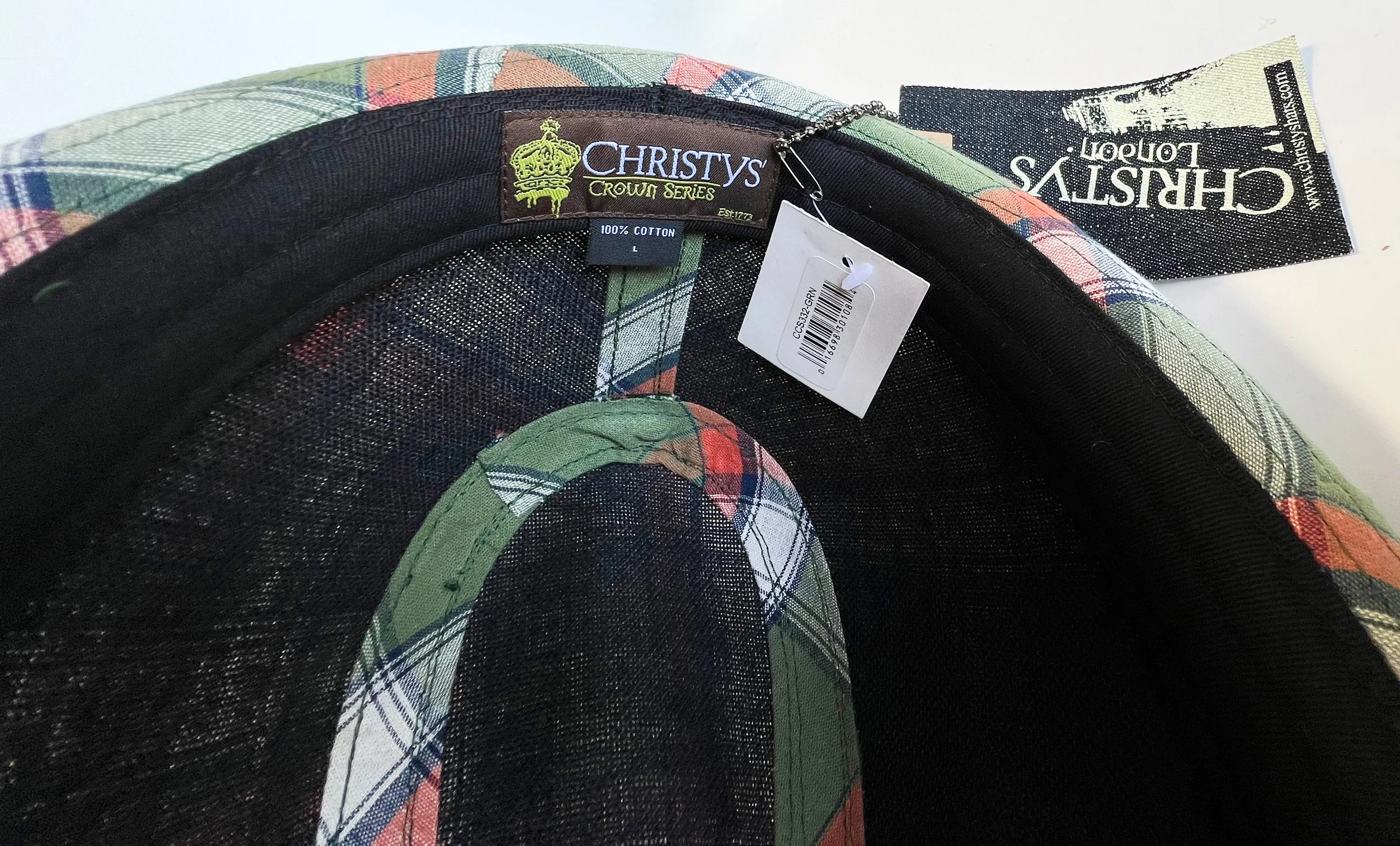 Vintage Christys Crown Cotton Plaid Snap Brim Fedora