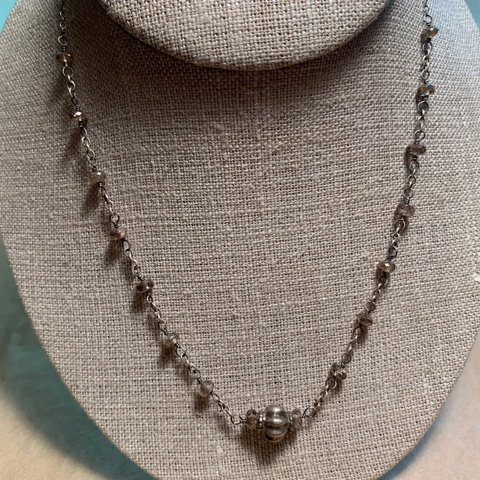 Vintage Silver Necklace, Zircon