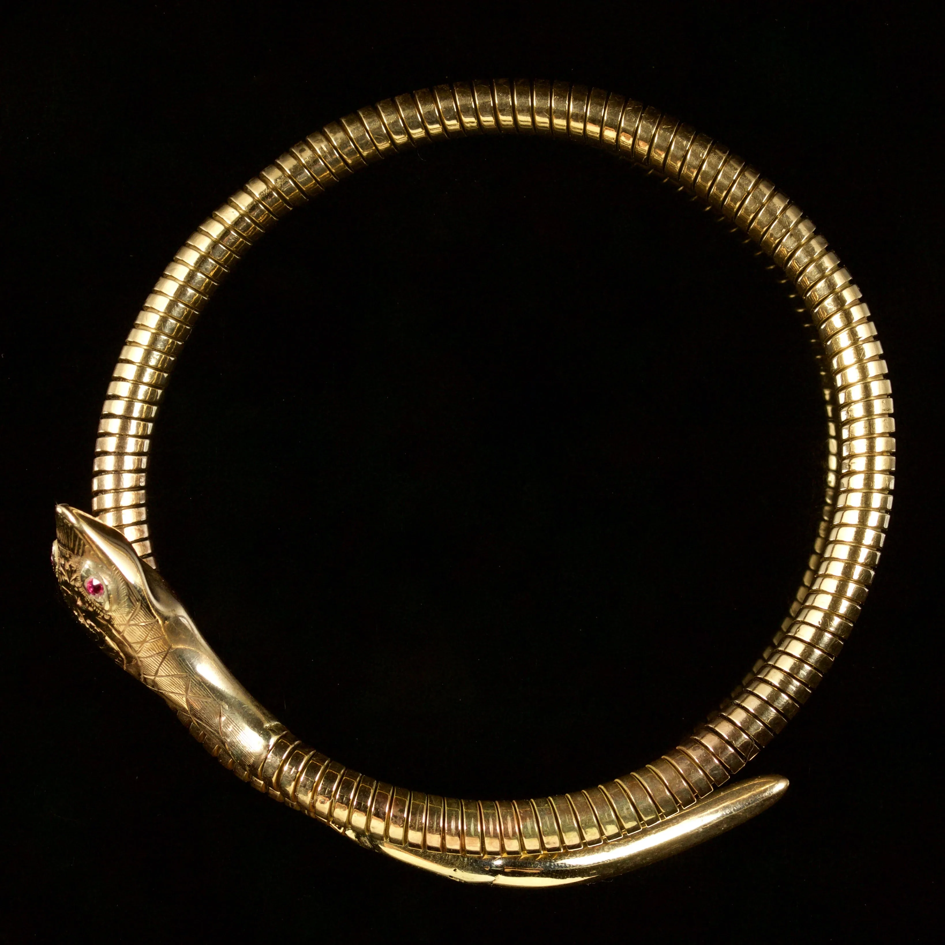 Vintage Snake Serpent Bangle 9Ct Yellow Gold Circa 1960