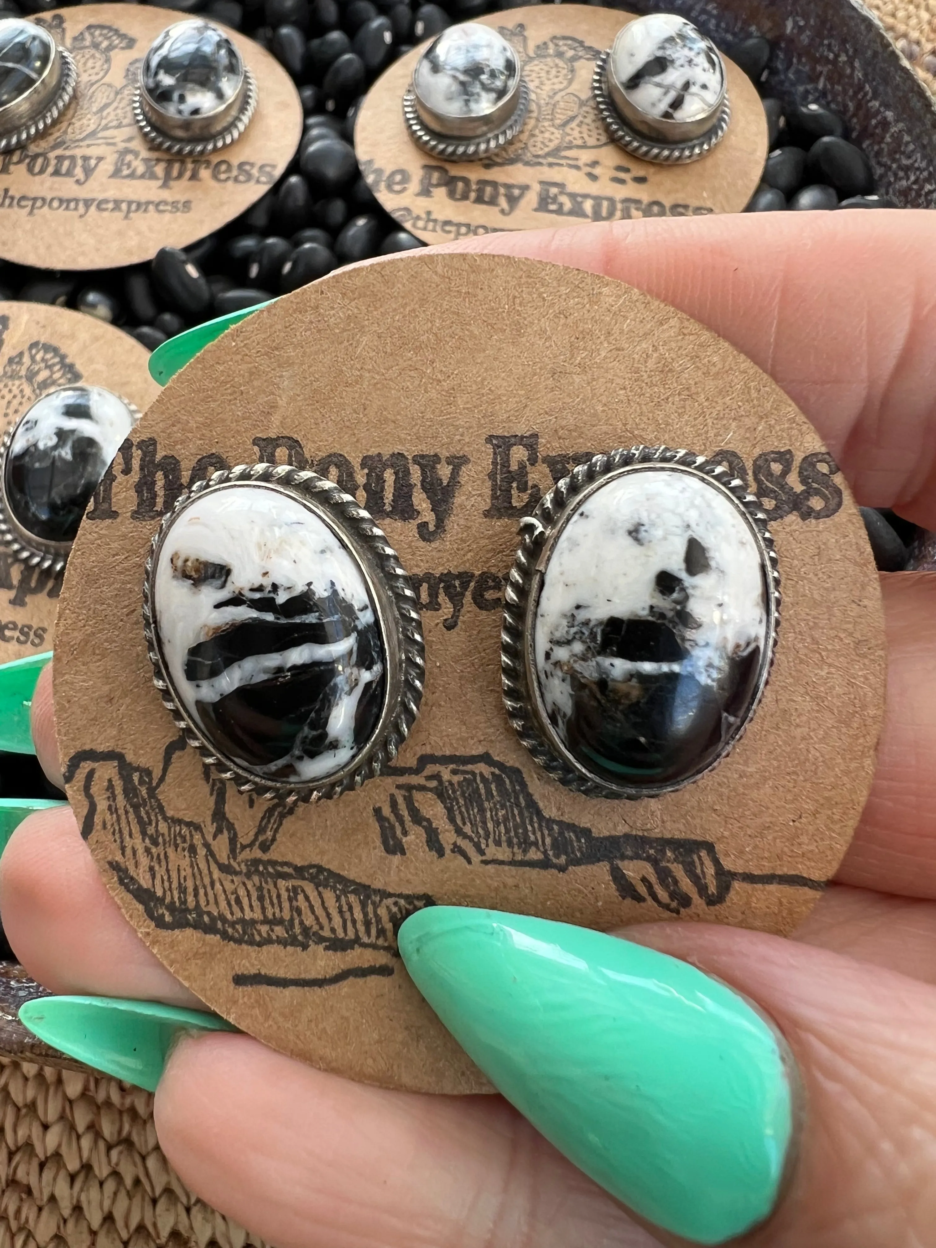 White Buffalo Stud Earrings