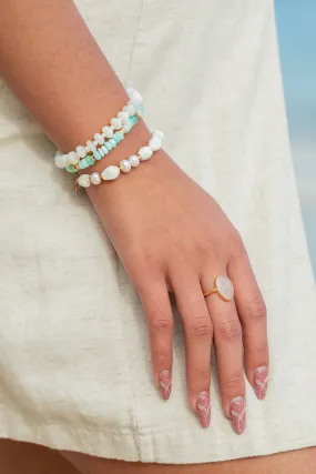 White Pearl and Pikake Bracelet - Momilani