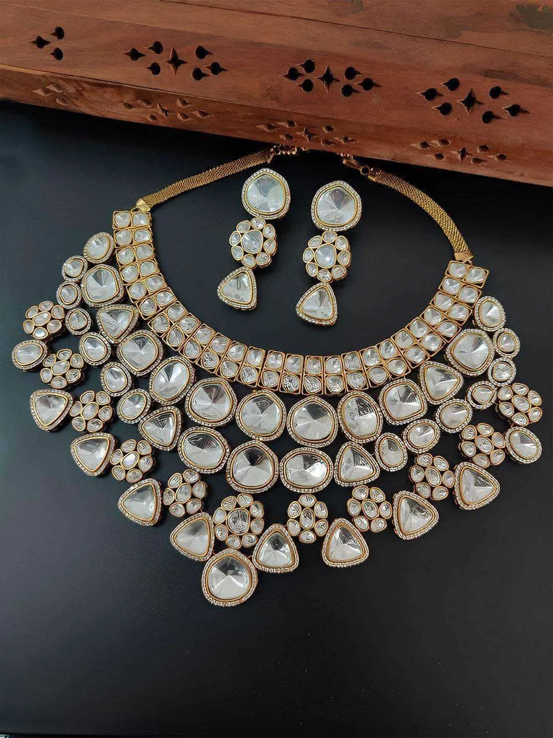 White Polki Kundan Choker Set