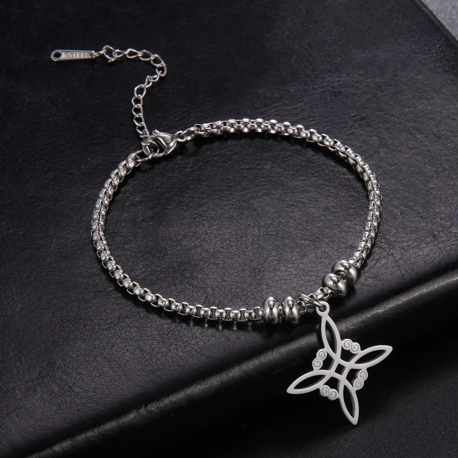 Wicca Stainless Steel Celtics Knot Bracelet for Men Women Silver Color Witch Irish Knot Bracelets Geometric Witchcraft Jewelry