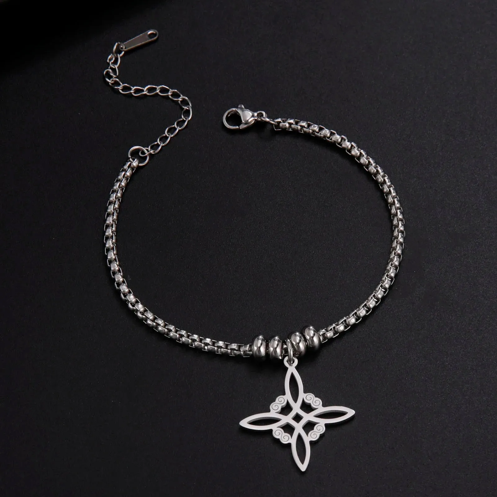 Wicca Stainless Steel Celtics Knot Bracelet for Men Women Silver Color Witch Irish Knot Bracelets Geometric Witchcraft Jewelry