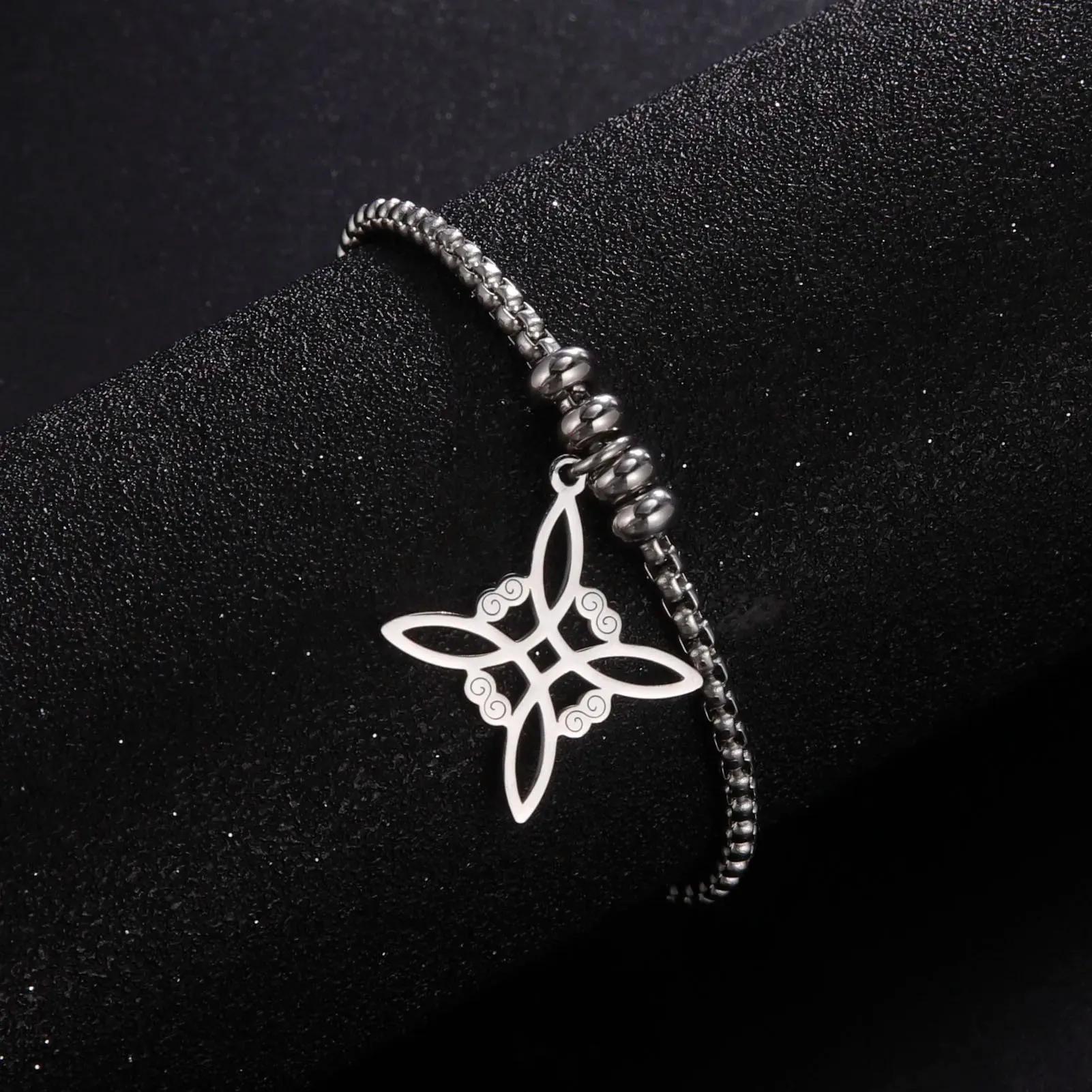 Wicca Stainless Steel Celtics Knot Bracelet for Men Women Silver Color Witch Irish Knot Bracelets Geometric Witchcraft Jewelry