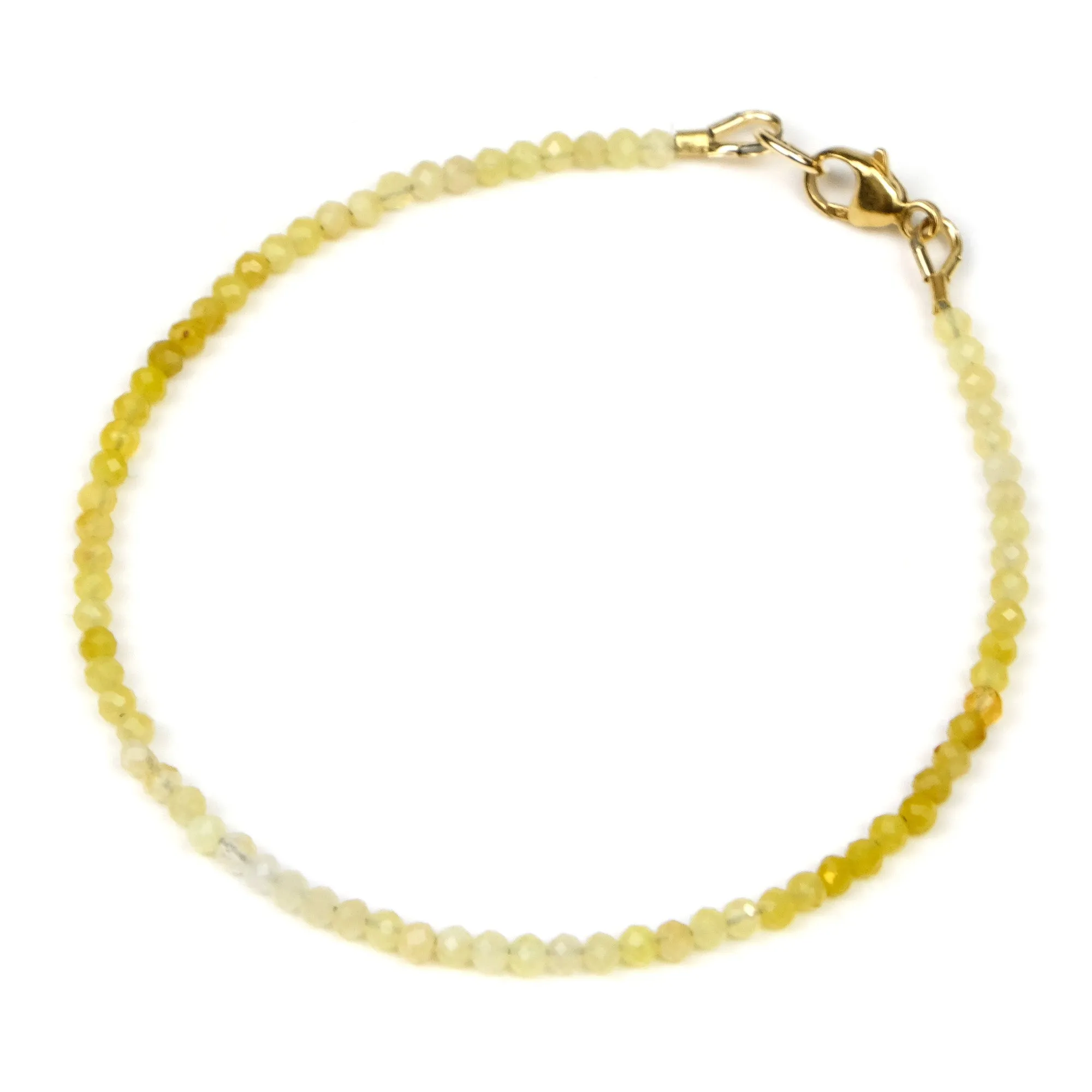 Yellow Opal 2.5mm Faceted Rounds Bracelet with Gold Filled Trigger Clasp