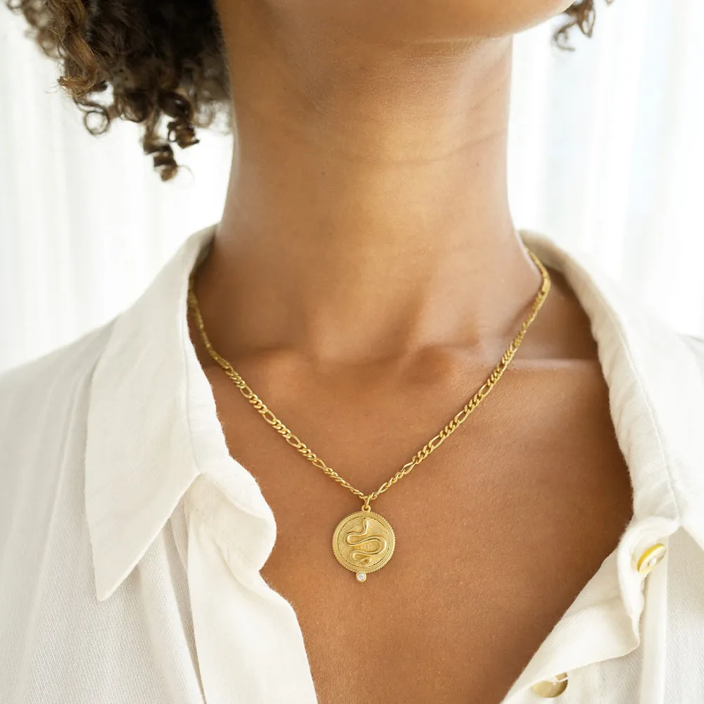 Zoe & Morgan Wisdom Necklace - Gold Plated & White Zircon